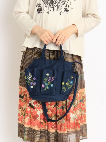 「glanta」フラワー刺繍ショルダートートバッグ（バッグ・財布・小物入れ/トートバッグ）の詳細画像