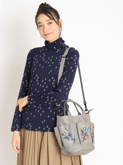 「glanta」フラワー刺繍ショルダートートバッグ（バッグ・財布・小物入れ/トートバッグ）の詳細画像
