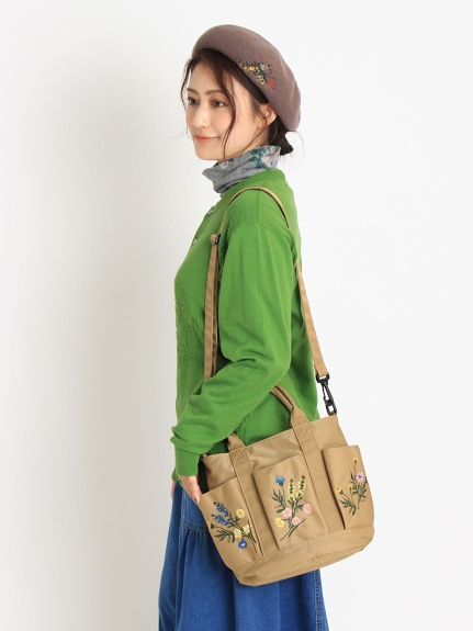 「glanta」フラワー刺繍ショルダートートバッグ（バッグ・財布・小物入れ/トートバッグ）の詳細画像