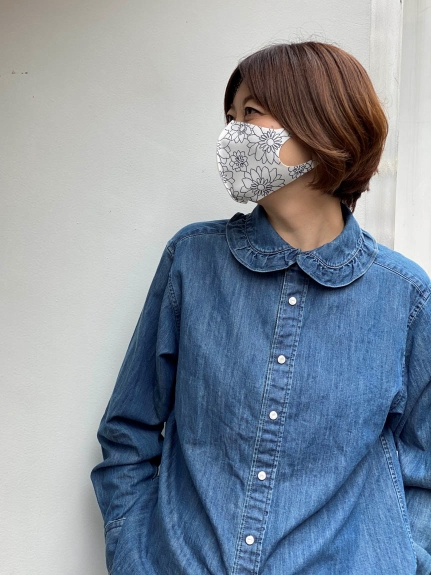 【洗えるマスク】フラワー＆いちごプリント立体布マスク（ファッション雑貨/その他ファッション雑貨）の詳細画像