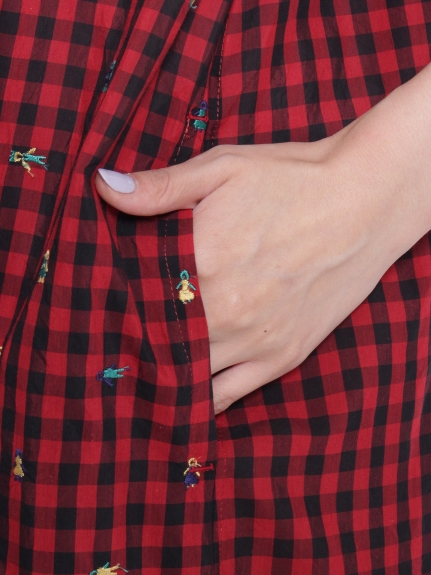 キュプラコットンギンガムエルフレースワンピース(前開き)（ワンピース/シャツワンピース）の詳細画像