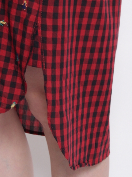 キュプラコットンギンガムエルフレースワンピース(前開き)（ワンピース/シャツワンピース）の詳細画像