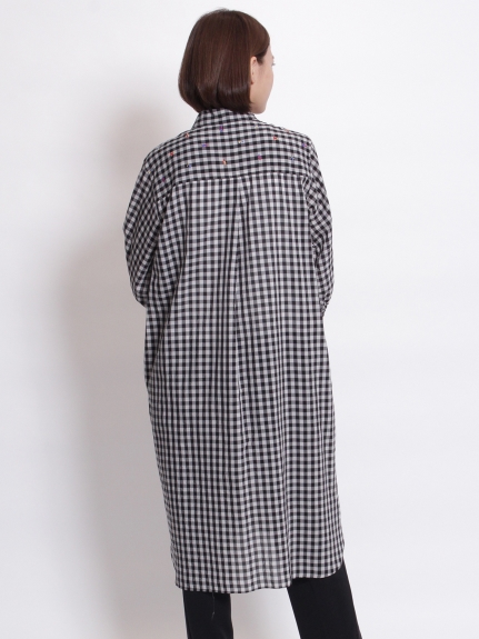 キュプラコットンギンガムエルフレースワンピース(前開き)（ワンピース/シャツワンピース）の詳細画像