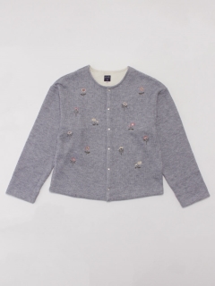 ハッカキッズ(hakka kids)の[ジュニアサイズ]ダブルフェイス小花刺繍カーディガン カーディガン