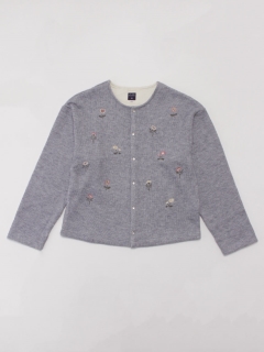 ハッカキッズ(hakka kids)の[ジュニアサイズ]ダブルフェイス小花刺繍カーディガン カーディガン