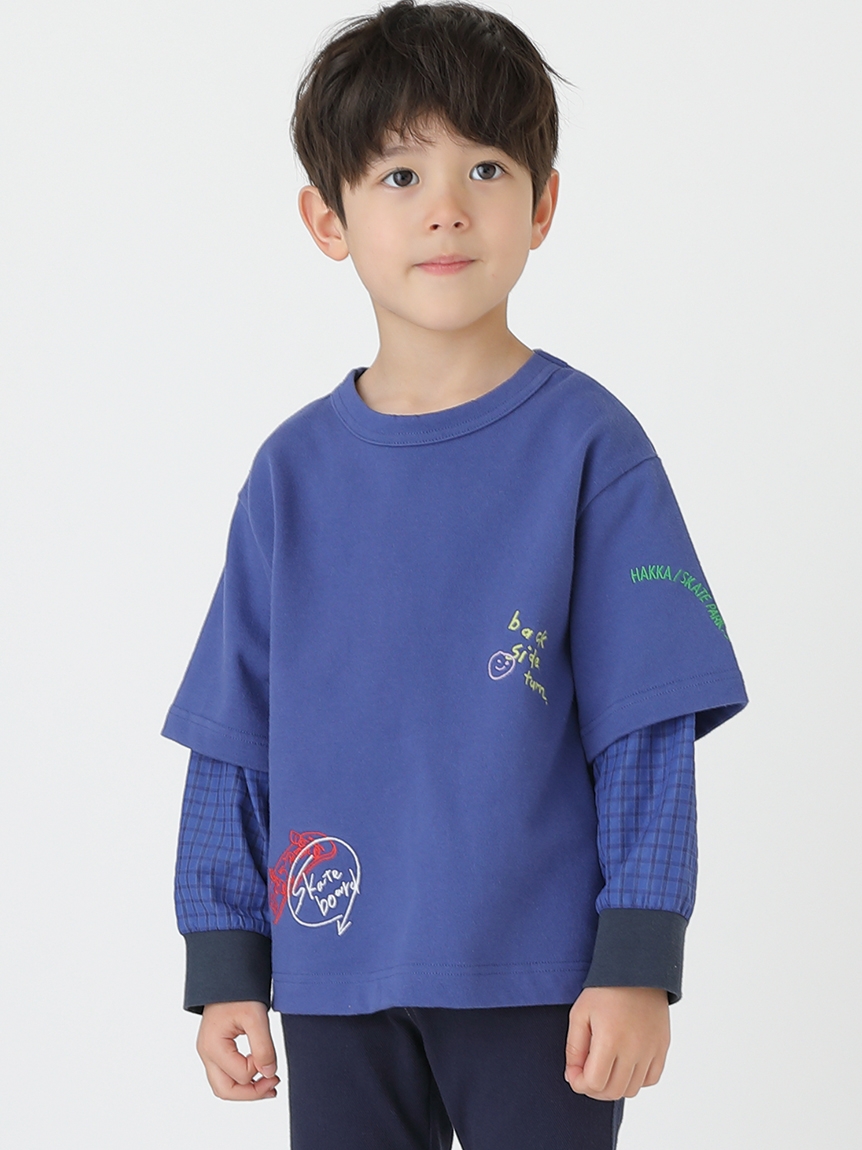 スケートボード刺しゅうレイヤード風Tシャツ（Tシャツ）｜hakka