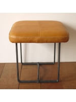 レザーロースツール キャメル W32×D32×H30cm（家具）｜Madu