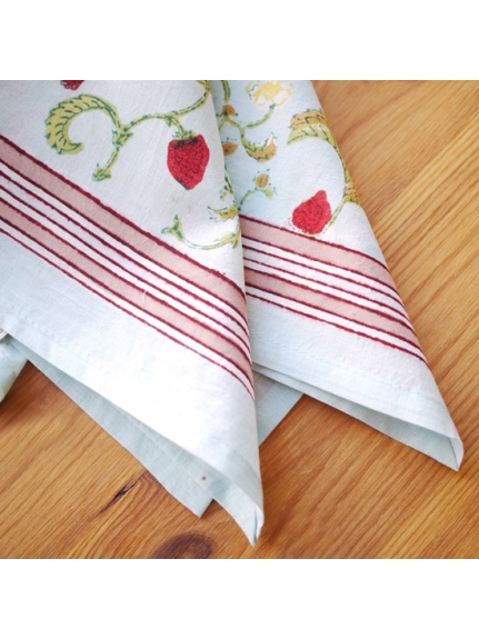 Mas d'Ouvan ストロベリー ナプキン レッドブルー（【Madu】ファブリック/ナプキン）の詳細画像