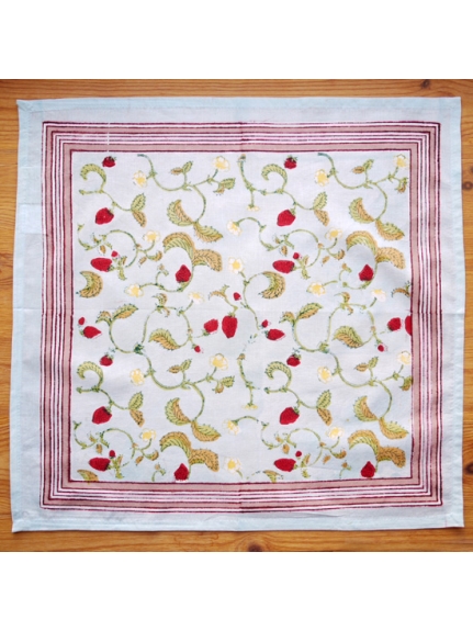 Mas d'Ouvan ストロベリー ナプキン レッドブルー（【Madu】ファブリック/ナプキン）の詳細画像