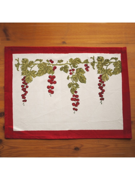 Mas d'Ouvan グズベリー ランチョンマットレッドグリーン（【Madu】ファブリック/ランチョンマット）の詳細画像