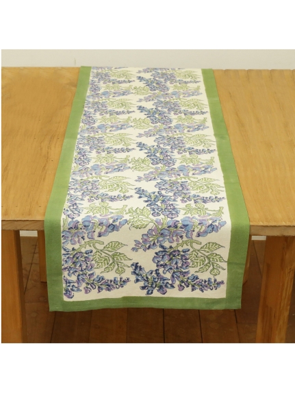 マディ(Madu)のMas d'Ouvan グリシーヌ テーブルランナー ブルー テーブルクロス