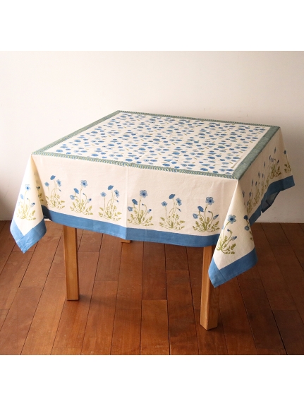 Mas d'Ouvan ポピー テーブルクロス　ブルーグリーン（【Madu】ファブリック/テーブルクロス）の詳細画像