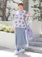 大きいサイズ][15号 19号]フロウフラワーチュールロングスカート(裏地