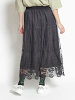 大きいサイズ][15号 19号]フロウフラワーチュールロングスカート(裏地