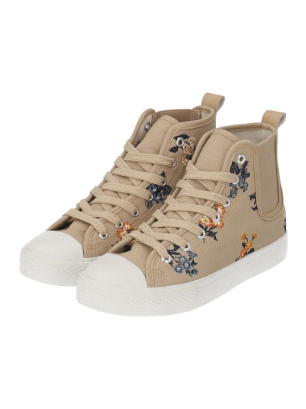 キャンパスフラワー刺しゅうサイドゴアスニーカー（シューズ(靴)/スニーカー）の詳細画像